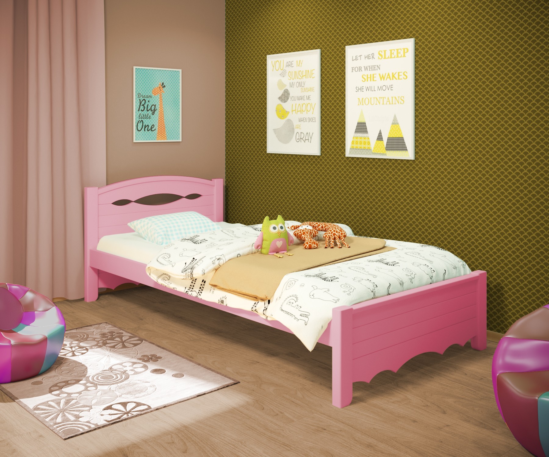 Кровать односпальная RainbowDream Новус 80х190 см розовый массив ольхи, без ящиков
Кровать односпальная RainbowDream Новус 80х190 см розовый массив ольхи, без ящиков