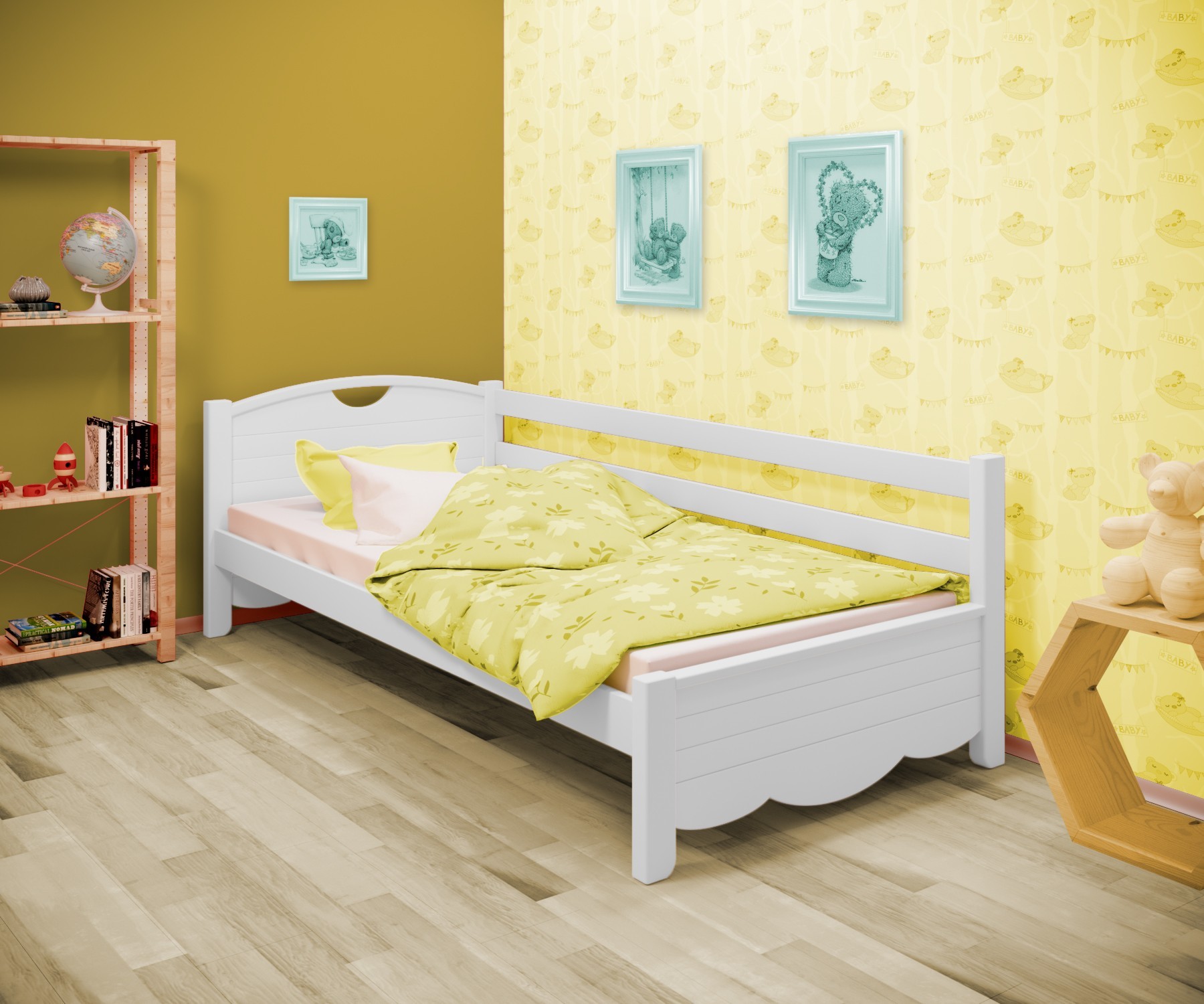 Кровать односпальная угловая RainbowDream Белла 80х190 см белый массив ольхи, без ящиков
Кровать односпальная угловая RainbowDream Белла 80х190 см белый массив ольхи, без ящиков