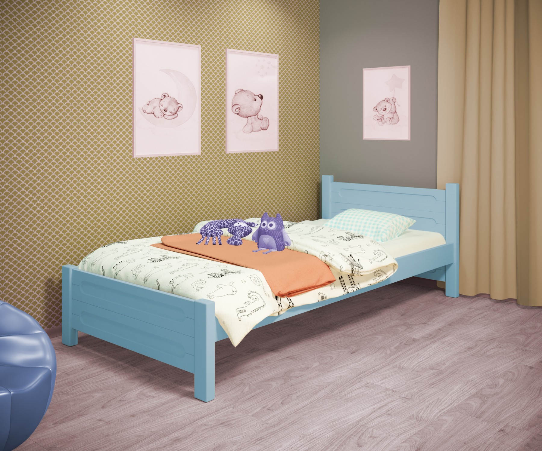 Кровать односпальная RainbowDream Йокка 80х160 см голубой массив ольхи, без ящиков 
Кровать односпальная RainbowDream Йокка 80х160 см голубой массив ольхи, без ящиков