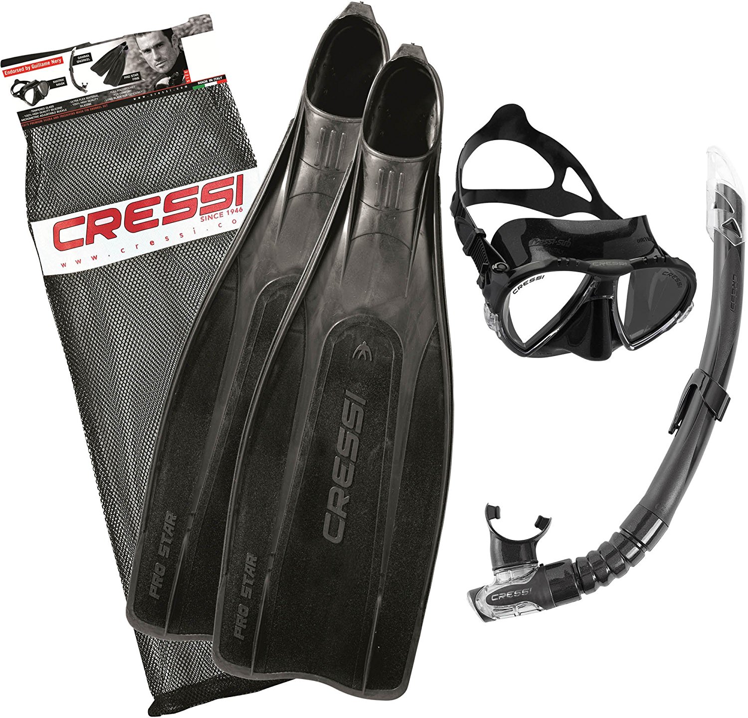 Набор Cressi Pro Star (маска Matrix+трубка Gamma+ласты Pro Star) черный Черный 45/46
Набор Cressi Pro Star (маска Matrix+трубка Gamma+ласты Pro Star) черный Черный 45/46
