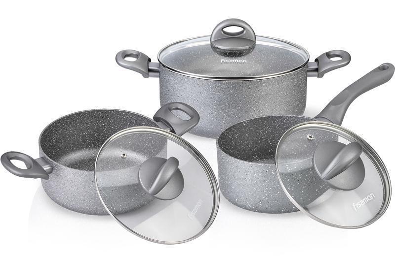 Набор кухонной посуды Fissman MOON STONE 2 кастрюли и ковшик с крышками (FN-AL-4401_psg)
Набор кухонной посуды Fissman MOON STONE 2 кастрюли и ковшик с крышками (FN-AL-4401_psg)