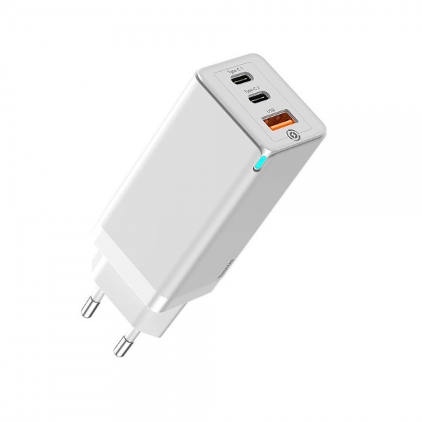 Быстрое сетевое зарядное устройство Baseus GaN2 Pro Quick Charger 65W (2 Type-C + USB-A) White
Быстрое сетевое зарядное устройство Baseus GaN2 Pro Quick Charger 65W (2 Type-C + USB-A) White