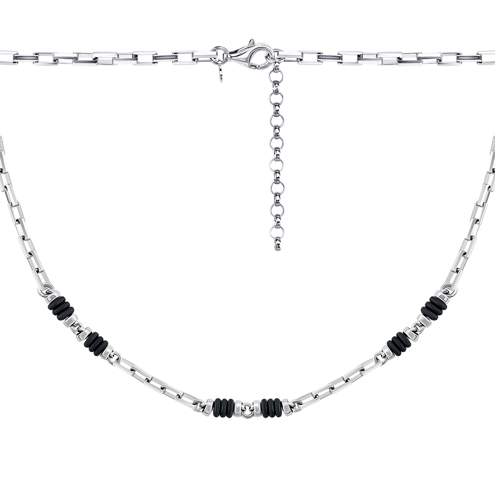 Серебряная цепь с каучуковыми вставками 000138710 55 размера
Серебряная цепь с каучуковыми вставками 000138710 55 размера