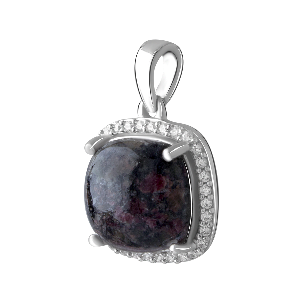 Срібна підвіска 925 проби 3,98 г з лапландським евдіалітом та білими цирконами 7,335 карат Valentine 
Срібна підвіска 925 проби 3,98 г з лапландським евдіалітом та білими цирконами 7,335 карат Valentine