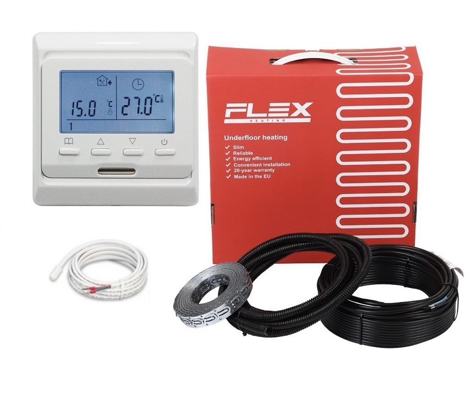 Двухжильный нагревательный кабель Flex 12,0м²-14,4м²/2100Вт (120м) в комплекте с программируемым терморегулятором Е 51
Двухжильный нагревательный кабель Flex 12,0м²-14,4м²/2100Вт (120м) в комплекте с программируемым терморегулятором Е 51