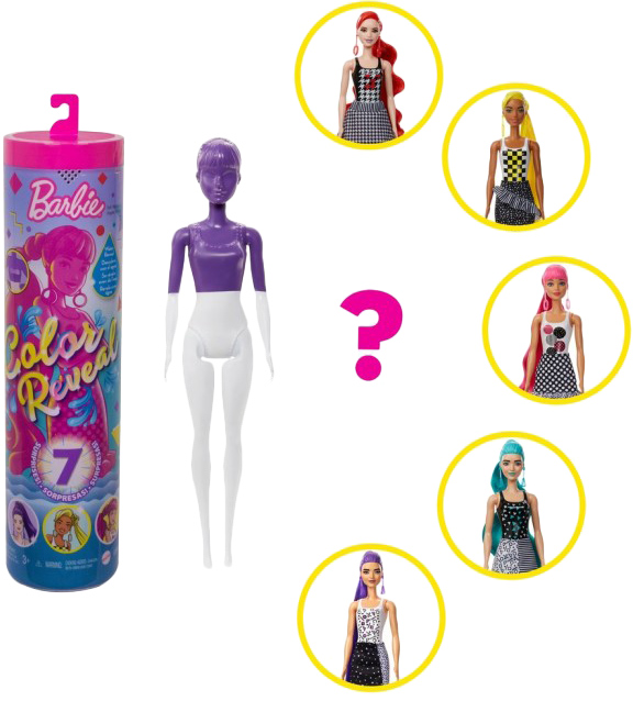 Кукла-сюрприз Barbie Цветное перевоплощения, серия Монохромные образы, в ассортименте (GTR94) (0887961920093)
Кукла-сюрприз Barbie Цветное перевоплощения, серия Монохромные образы, в ассортименте (GTR94) (0887961920093)
