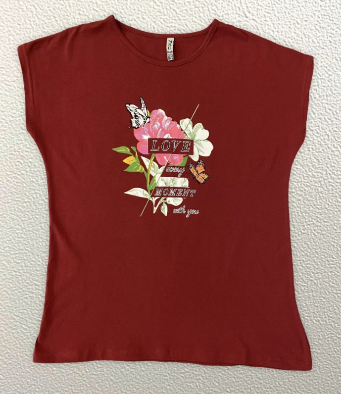 Жіноча Футболка HAZARD Піон метелик Love every moment бордо Батал 211394 (3XL (54))
Жіноча Футболка HAZARD Піон метелик Love every moment бордо Батал 211394 (3XL (54))