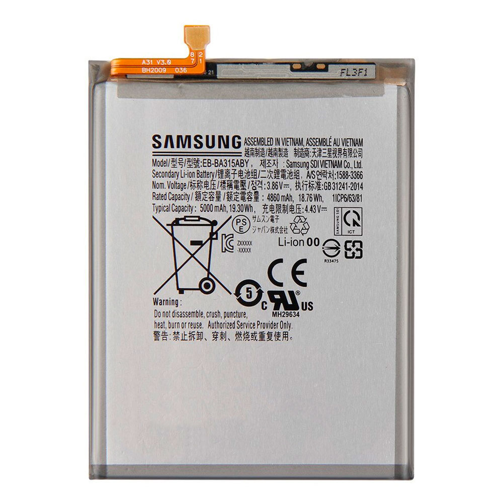 Аккумулятор Samsung EB-BA315ABY для Samsung A315 Galaxy A31 (5000 mAh) Original PRC
Аккумулятор Samsung EB-BA315ABY для Samsung A315 Galaxy A31 (5000 mAh) Original PRC