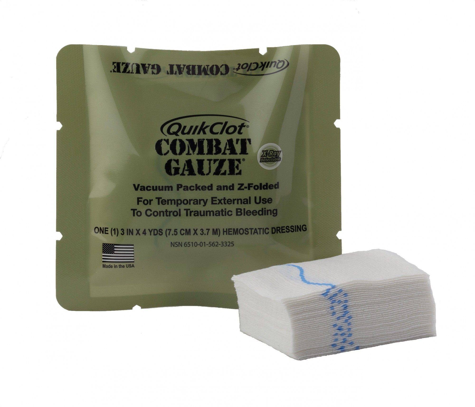 Кровоостанавливающий гемостатический бинт Quikclot Combat Gauze Z-fold 7.5см х 370см
Кровоостанавливающий гемостатический бинт Quikclot Combat Gauze Z-fold 7.5см х 370см