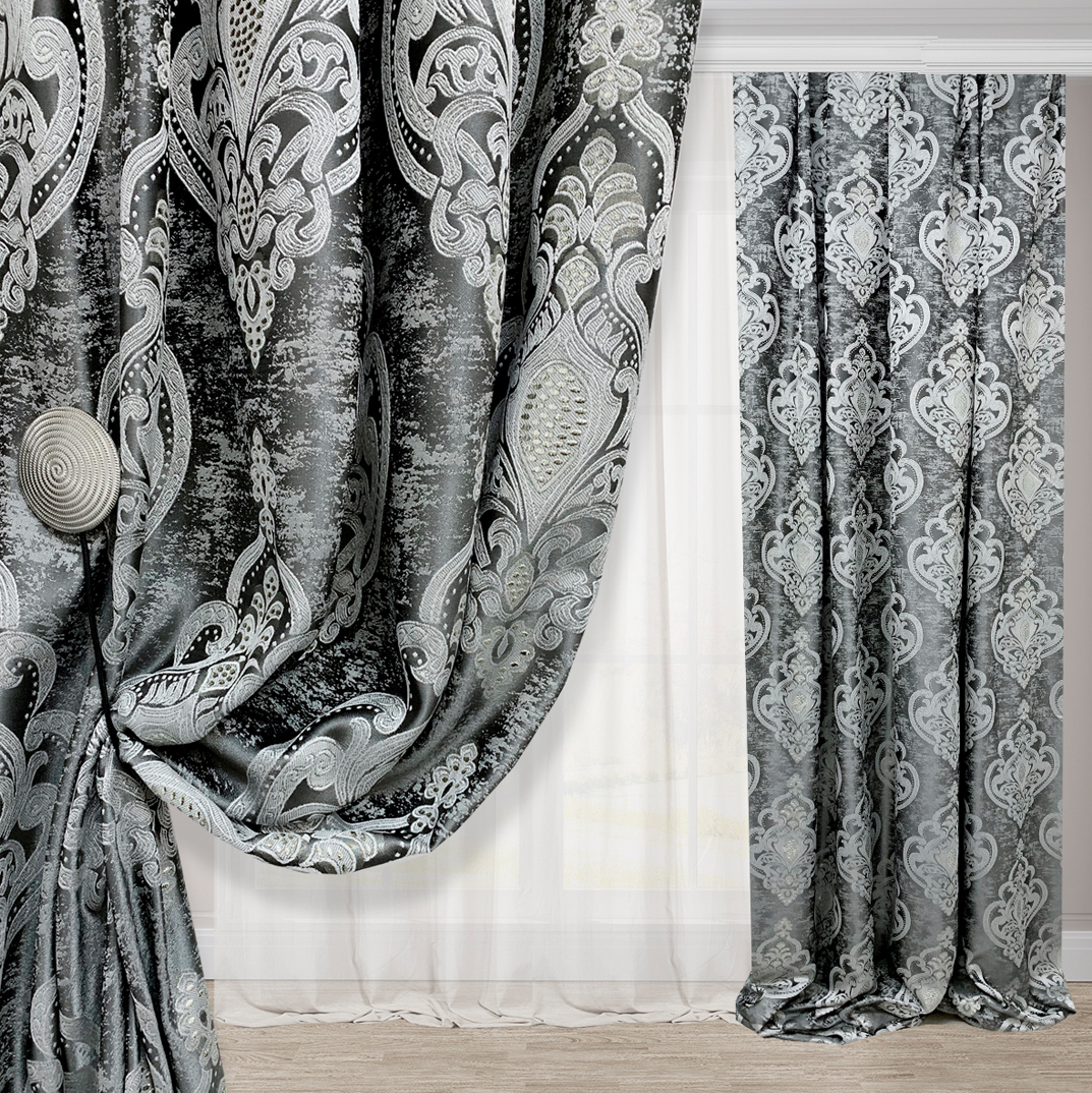 Шторы Adagio Windows Decor Классик в сером цвете из плотного жаккарда с текстурной вышивкой 150х270 см (2 шторы)
Шторы Adagio Windows Decor Классик в сером цвете из плотного жаккарда с текстурной вышивкой 150х270 см (2 шторы)