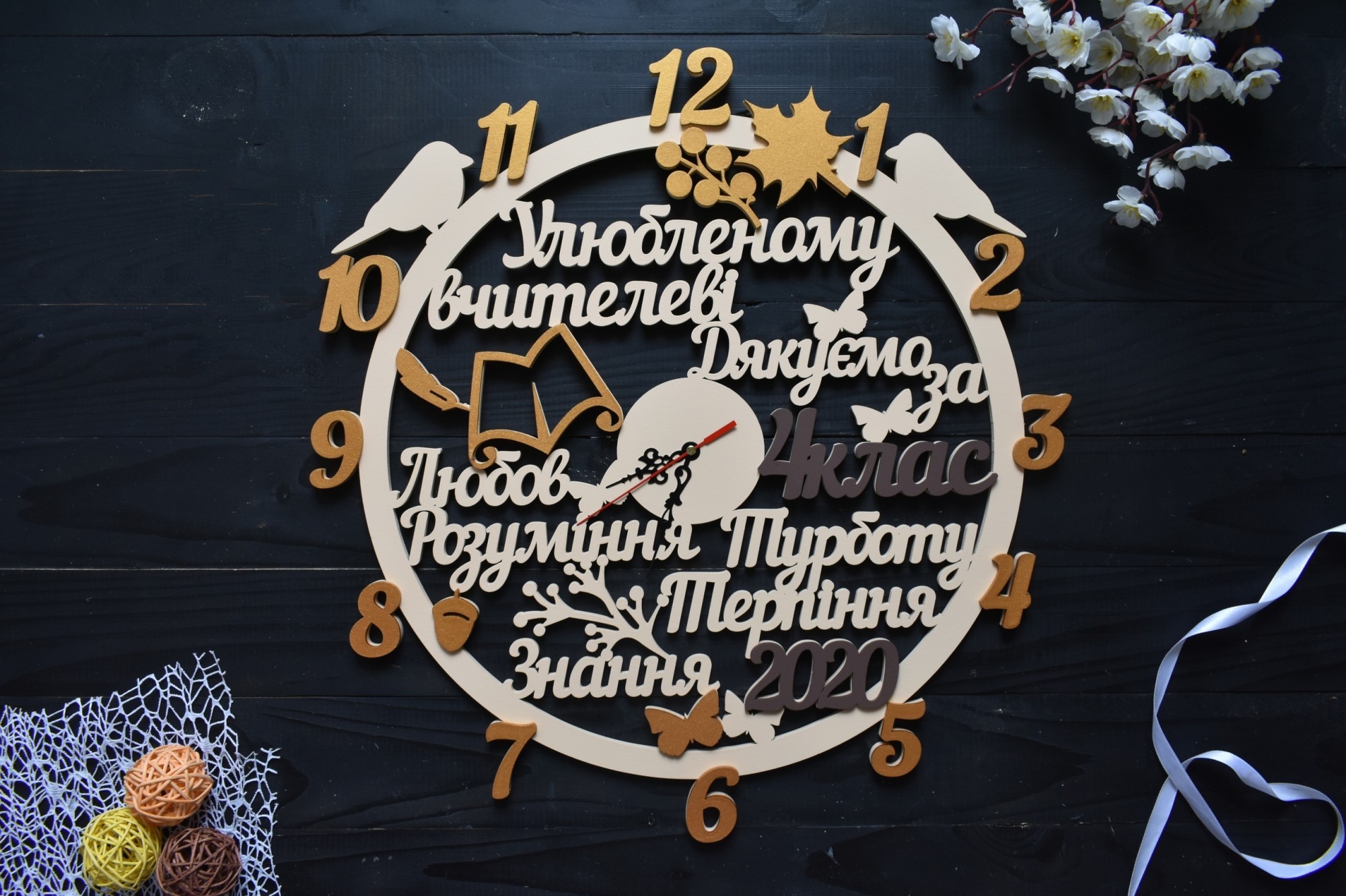 Деревянные настенные часы из слов для учителя от выпускников под заказ (Час0045)
Деревянные настенные часы из слов для учителя от выпускников под заказ (Час0045)