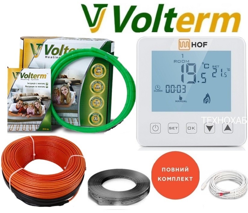 Теплый кабельный пол Volterm 16,0м²-20,0м²/2900Вт (160м) тонкий нагревательный кабель под плитку HR 18Вт/м с сенсорным программируемым терморегулятором HOF sen
Теплый кабельный пол Volterm 16,0м²-20,0м²/2900Вт (160м) тонкий нагревательный кабель под плитку HR 18Вт/м с сенсорным программируемым терморегулятором HOF sen