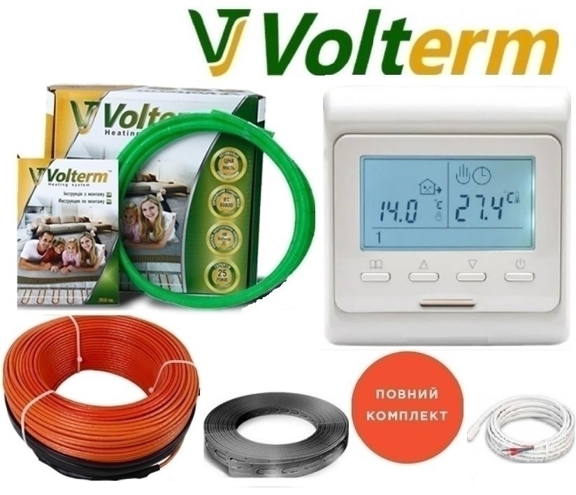 Электрический теплый пол Volterm 6,8м²-8,5м²/1200Вт (68м) тонкий греющий кабель под плитку HR 18Вт/м с программируемым терморегулятором E51
Электрический теплый пол Volterm 6,8м²-8,5м²/1200Вт (68м) тонкий греющий кабель под плитку HR 18Вт/м с программируемым терморегулятором E51