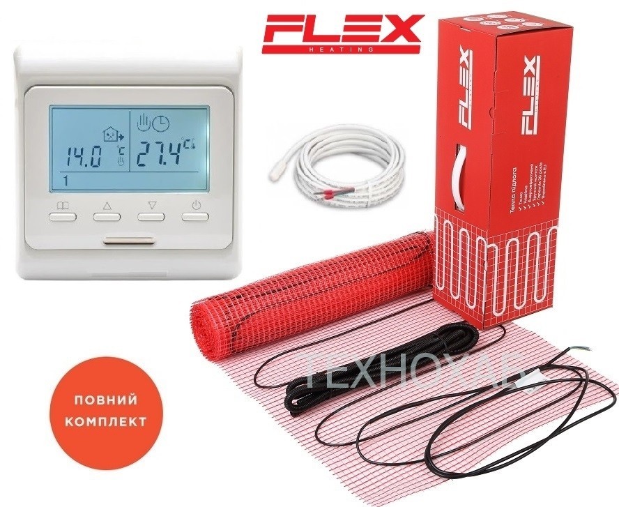 Теплый пол Flex EHM 1,0м²/175Вт/ 175Вт/м² электрический греющий мат под плитку с программируемым терморегулятором E 51
Теплый пол Flex EHM 1,0м²/175Вт/ 175Вт/м² электрический греющий мат под плитку с программируемым терморегулятором E 51