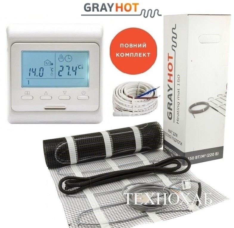 Теплый пол Grayhot 12,8м²/1929Ват/ 150Вт/м² электрический греющий мат под плитку с программируемым терморегулятором E 51
Теплый пол Grayhot 12,8м²/1929Ват/ 150Вт/м² электрический греющий мат под плитку с программируемым терморегулятором E 51