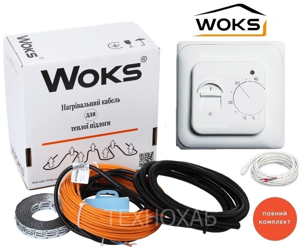 Теплый пол Woks 1,6м²-2,0м²/295Вт (16м) тонкий двухжильный нагревательный кабель под плитку 18Вт/м с механическим терморегулятором RTC 70
Теплый пол Woks 1,6м²-2,0м²/295Вт (16м) тонкий двухжильный нагревательный кабель под плитку 18Вт/м с механическим терморегулятором RTC 70
