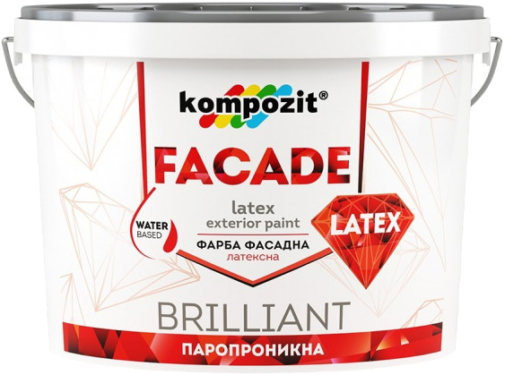 Краска фасадная силиконовая Kompozit Facade Latex 14 кг Белая (4820085742239)
Краска фасадная силиконовая Kompozit Facade Latex 14 кг Белая (4820085742239)