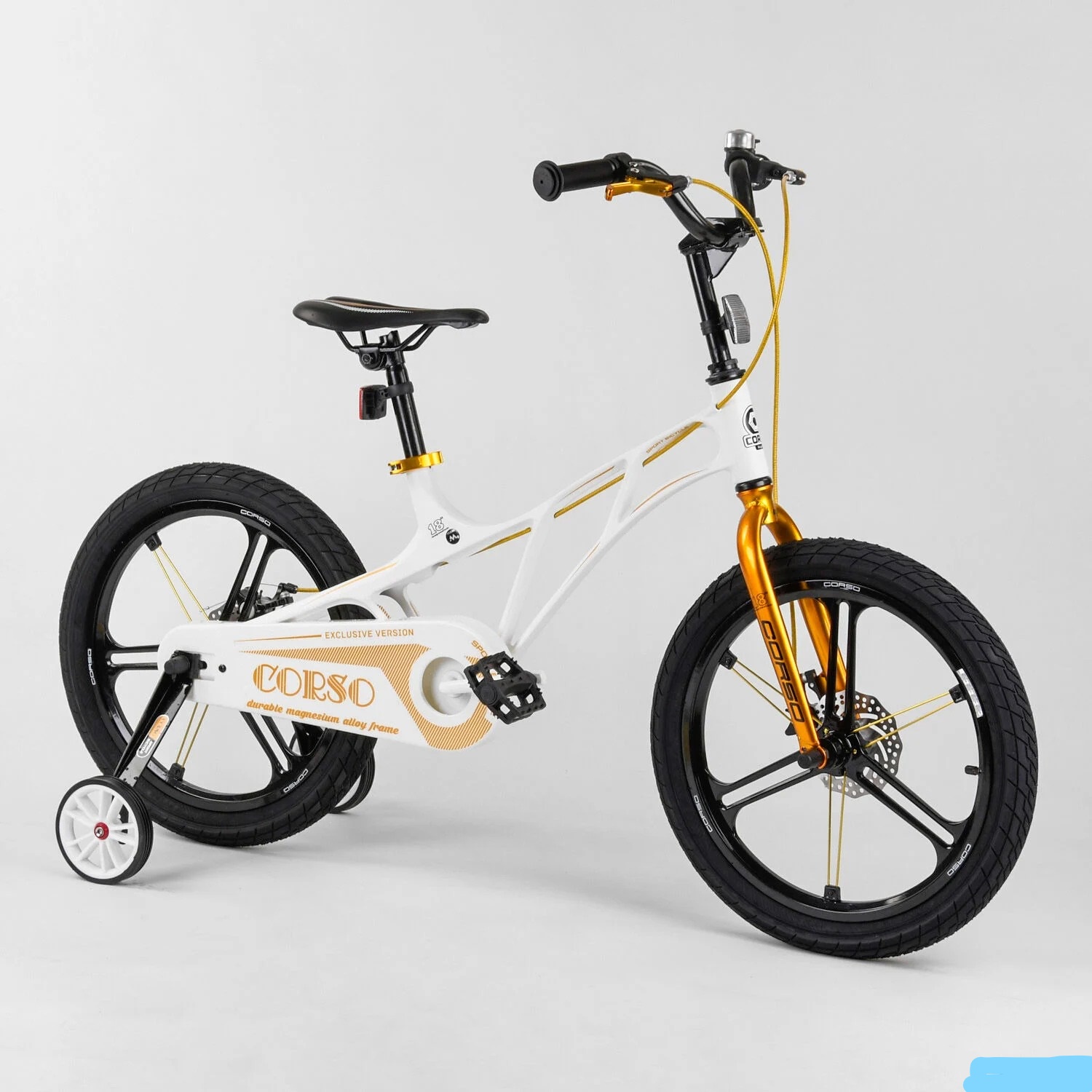 Велосипед Магниевый 18" 2-х колёсный "CORSO" LT-20600(2) дисковый тормоз, доп. колеса, звонок,Желтый от 6 до 9 лет
Велосипед Магниевый 18" 2-х колёсный "CORSO" LT-20600(2) дисковый тормоз, доп. колеса, звонок,Желтый от 6 до 9 лет