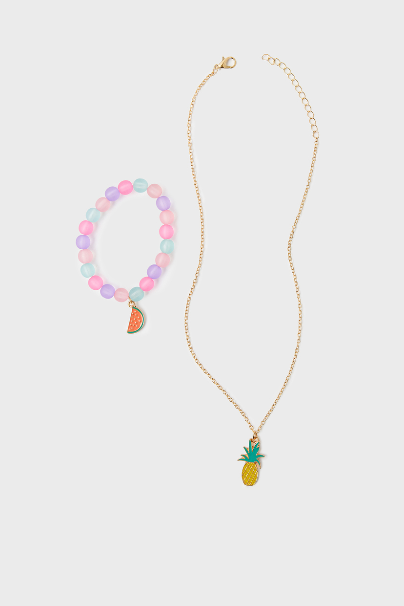 Детский набор украшений (подвеска, браслет) FRUIT JEWELLERY SET Accessorize OS 183178
Детский набор украшений (подвеска, браслет) FRUIT JEWELLERY SET Accessorize OS 183178