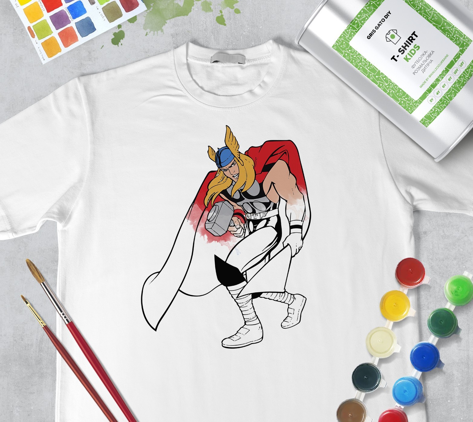 Набор для рисования для мальчиков "Могучий ТОР" Mighty Thor" Футболка-раскраска белая (+краски и 2 кисточки) WallZoo 140см 9-11 лет
Набор для рисования для мальчиков "Могучий ТОР" Mighty Thor" Футболка-раскраска белая (+краски и 2 кисточки) WallZoo 140см 9-11 лет