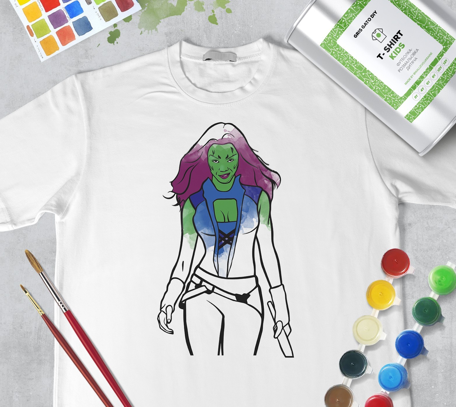 Набор для рисования для мальчиков "Гaмора" Gamora" Футболка-раскраска белая (+краски и 2 кисточки) WallZoo 94см 2 годика
Набор для рисования для мальчиков "Гaмора" Gamora" Футболка-раскраска белая (+краски и 2 кисточки) WallZoo 94см 2 годика