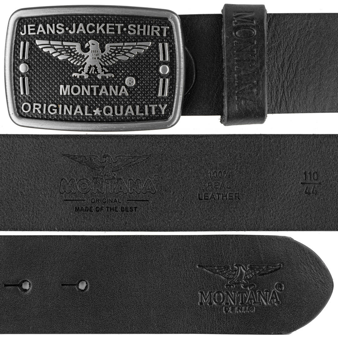 Мужской кожаный ремень с красивой пряжкой Montana чёрный (48) 120 см 31022 black/silver
Мужской кожаный ремень с красивой пряжкой Montana чёрный (48) 120 см 31022 black/silver