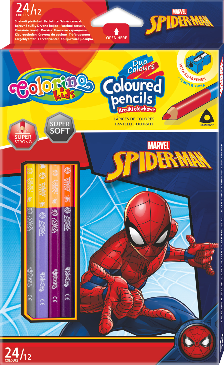 Карандаши цветные Colorino Spiderman Duo Colors двухсторонние + точилка 24 цвета 12 шт (91796PTR) (5907620191796)
Карандаши цветные Colorino Spiderman Duo Colors двухсторонние + точилка 24 цвета 12 шт (91796PTR) (5907620191796)