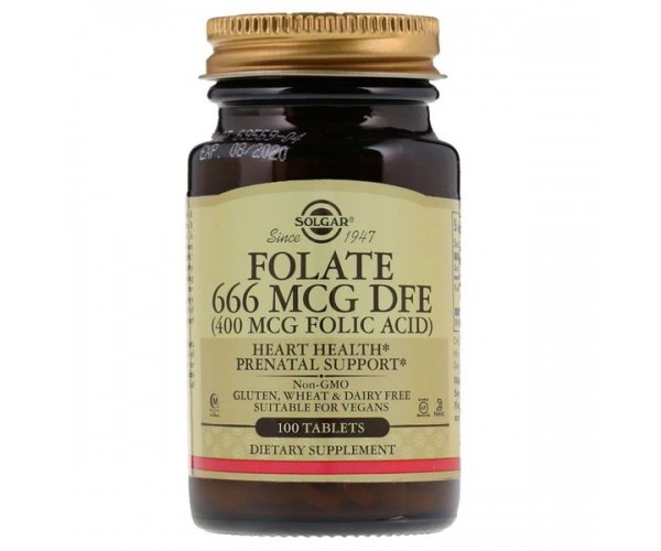 Вітамін В9 Фолієва кислота Folate As Metafolin Solgar метафолин 400 мкг 100 таблеток (SOL253)
Вітамін В9 Фолієва кислота Folate As Metafolin Solgar метафолин 400 мкг 100 таблеток (SOL253)