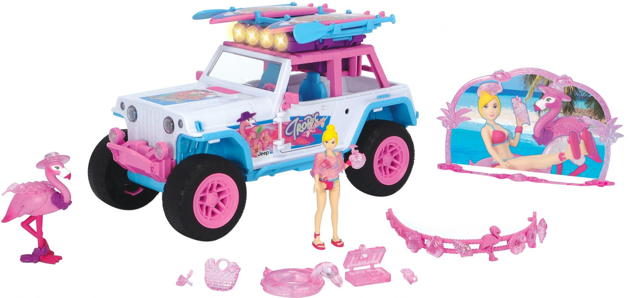 Ігровий набір Dickie Toys Дівочий стиль Фламінго з позашляховиком зі звуковими ефектами й аксесуарами 22 см (3185000)
Ігровий набір Dickie Toys Дівочий стиль Фламінго з позашляховиком зі звуковими ефектами й аксесуарами 22 см (3185000)