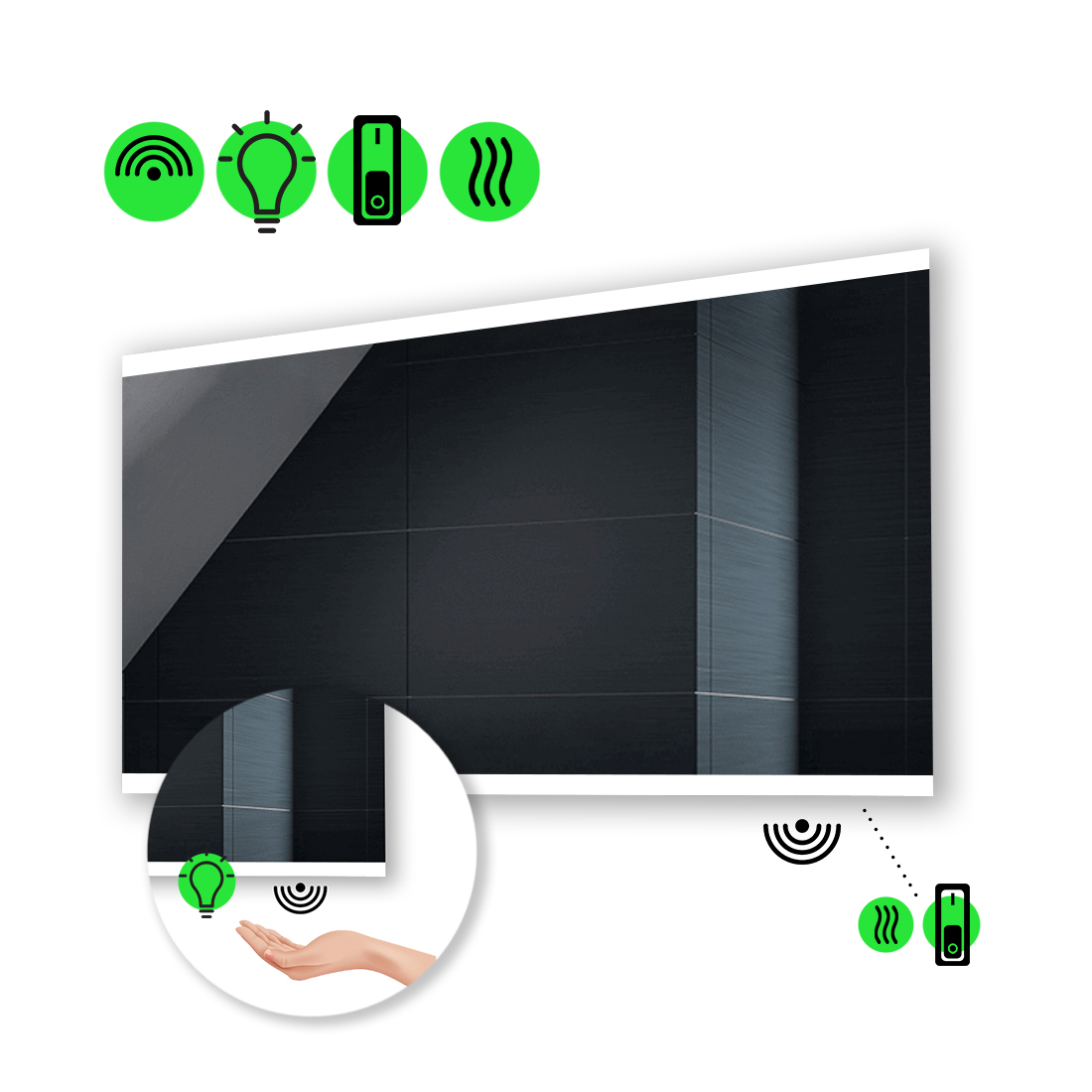 Зеркало Ines с Led-подсветкой, ИК включателем, с подогревом с механическим выключателем 100x80 см
Зеркало Ines с Led-подсветкой, ИК включателем, с подогревом с механическим выключателем 100x80 см