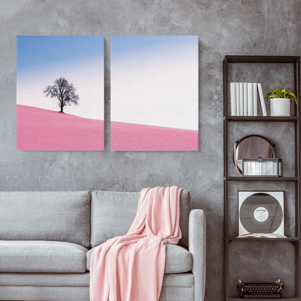 Модульная картина из двух частей Розовое Поле 93x60 см 
Модульная картина из двух частей Розовое Поле 93x60 см