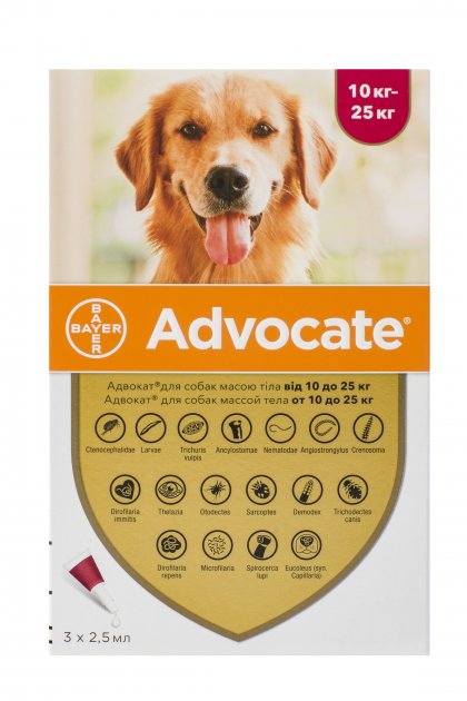 Капли от блох, отодектоза, саркоптоза Bayer Advocate для собак 10-25 кг 1 пипетка
Капли от блох, отодектоза, саркоптоза Bayer Advocate для собак 10-25 кг 1 пипетка