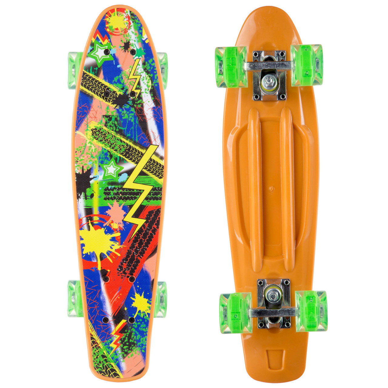 Скейт пенни борд Tilly Penny Board Cruiser Profi 881 Оранжевый/Зеленый с принтом и со светящимися колесами
Скейт пенни борд Tilly Penny Board Cruiser Profi 881 Оранжевый/Зеленый с принтом и со светящимися колесами