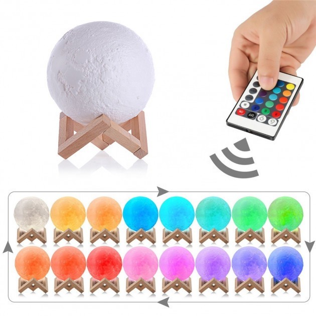 Ночник настольный светильник с пультом на аккумуляторе 18 см Magic 3D Moon Light RGB луна
Ночник настольный светильник с пультом на аккумуляторе 18 см Magic 3D Moon Light RGB луна