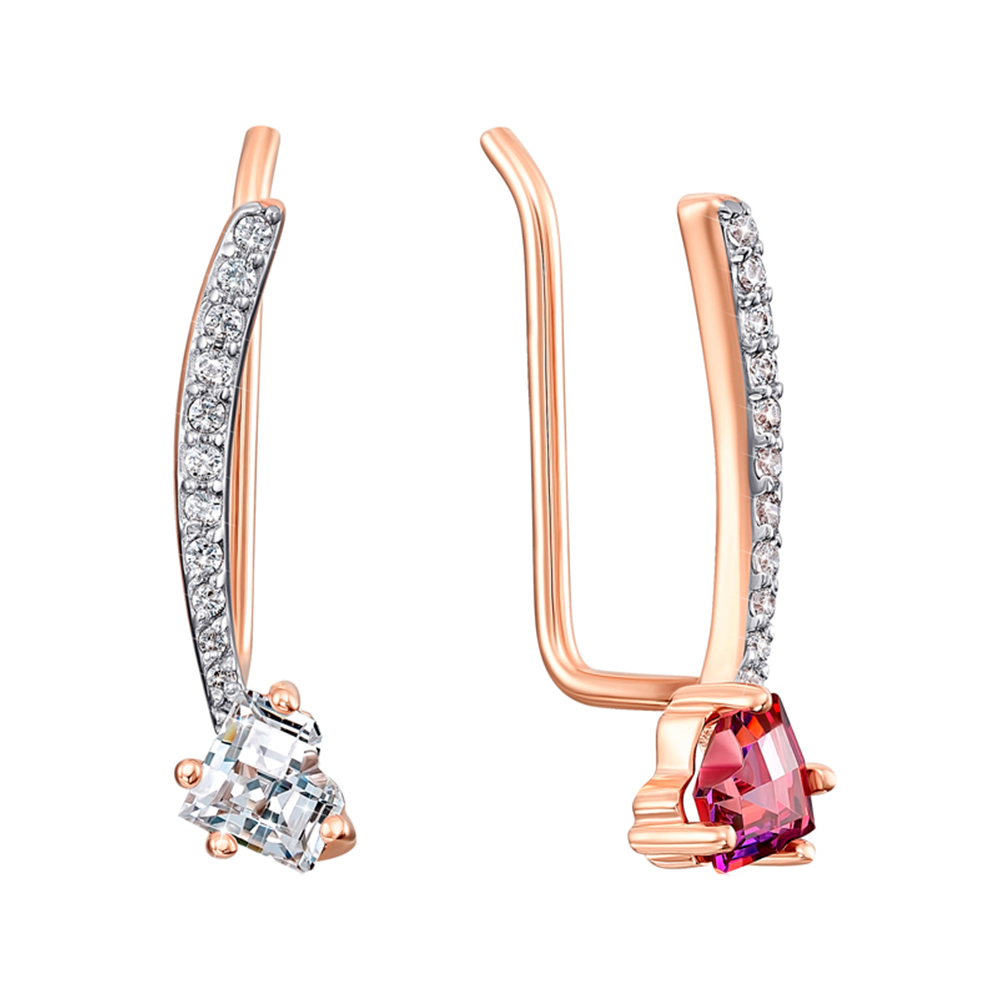 Ассиметричные серьги-каффы из красного золота с цирконием Swarovski и родированием 000138732
Ассиметричные серьги-каффы из красного золота с цирконием Swarovski и родированием 000138732