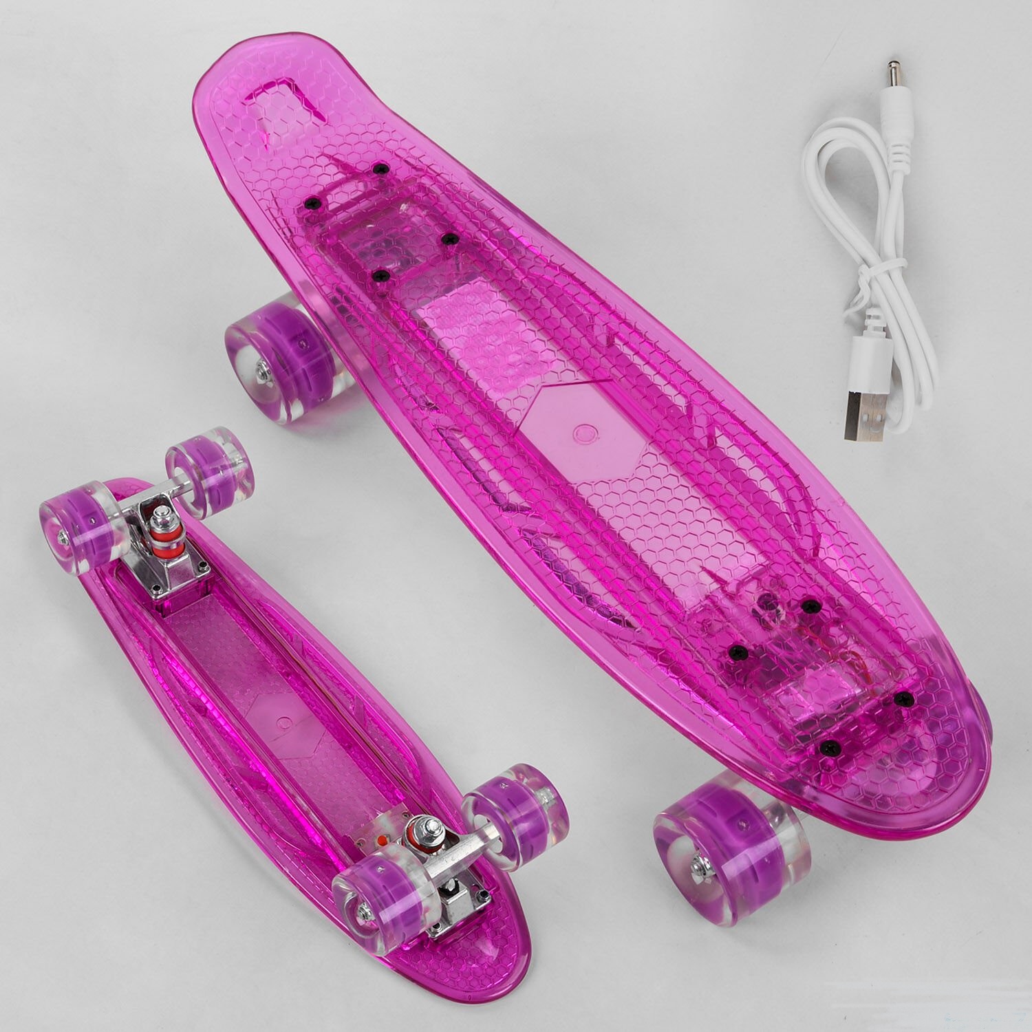 Прозрачный Скейт Пенниборд S-10744 Best Board (БФ) дека со светом, колёса PU со светом, зарядка USB Сиреневый
Прозрачный Скейт Пенниборд S-10744 Best Board (БФ) дека со светом, колёса PU со светом, зарядка USB Сиреневый