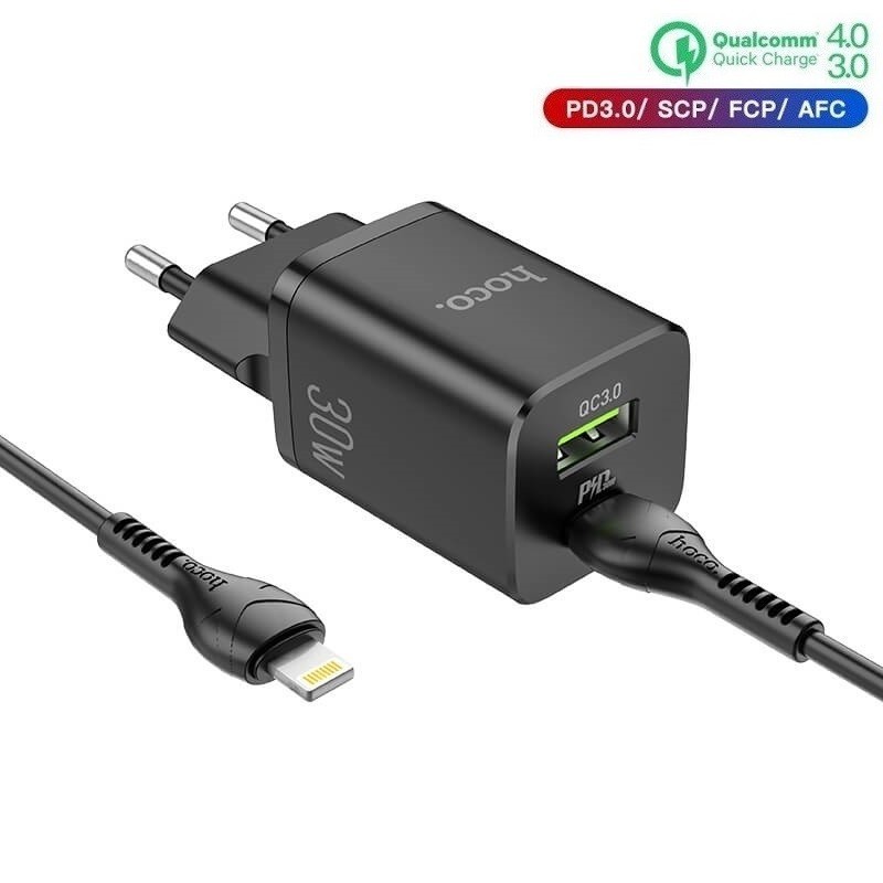 Зарядное устройство Hoco 30W Quick Charge c кабелем Lightning/Type-C для iPad|iPhone|Samsung|Xiaomi|Huawei black
Зарядное устройство Hoco 30W Quick Charge c кабелем Lightning/Type-C для iPad|iPhone|Samsung|Xiaomi|Huawei black