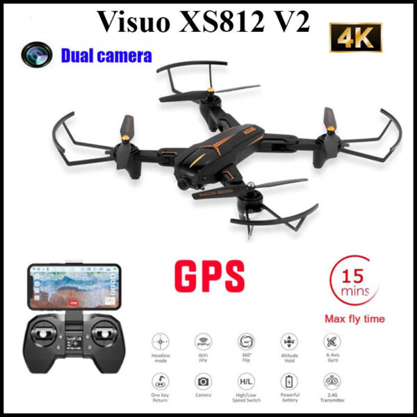 Квадрокоптер Visuo XS812 V2 з GPS, дві камери 4K і Full HD, FPV WiFi 5 Ghz, 15 хв. польоту, cкладаний дизайн
Квадрокоптер Visuo XS812 V2 з GPS, дві камери 4K і Full HD, FPV WiFi 5 Ghz, 15 хв. польоту, cкладаний дизайн