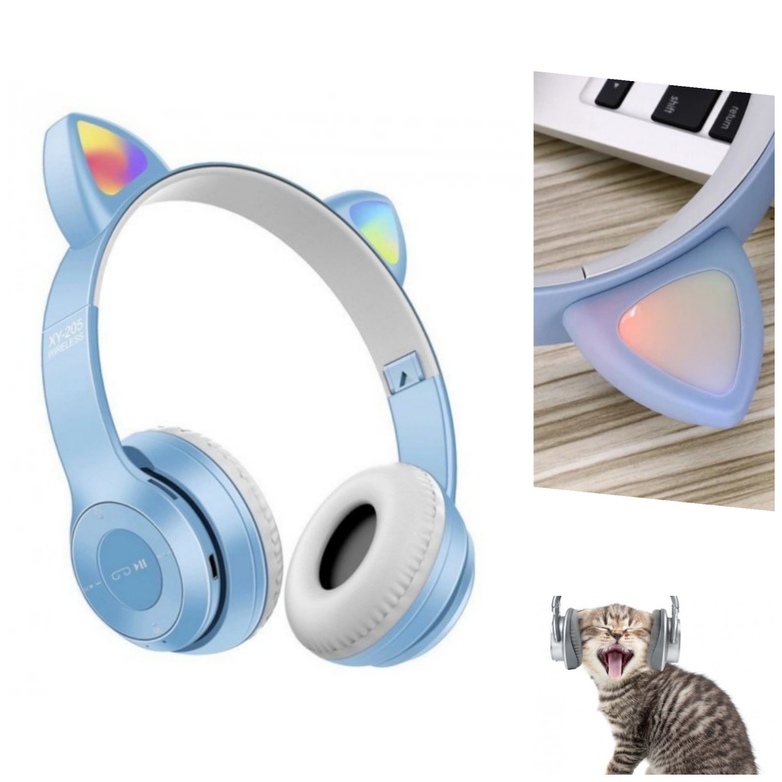 Беспроводные накладные детские Bluetooth наушники CAT XY-205 с LED подсветкой с кошачьими ушками Голубые(2910)
Беспроводные накладные детские Bluetooth наушники CAT XY-205 с LED подсветкой с кошачьими ушками Голубые(2910)