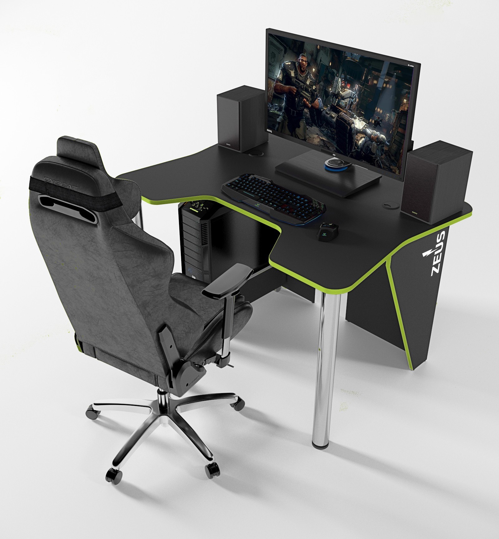 Геймерский игровой компьютерный стол ZEUS IGROK-3L с LED подсветкой черный/зеленый
Геймерский игровой компьютерный стол ZEUS IGROK-3L с LED подсветкой черный/зеленый