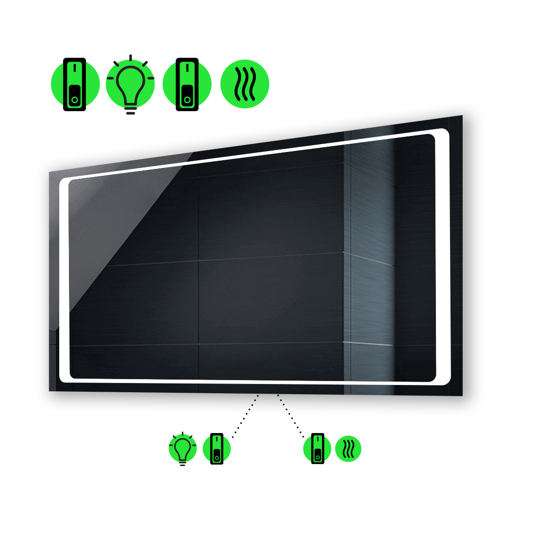 LED-зеркало 120x100см, с подогревом и двумя механическими включателями, модель Emma
LED-зеркало 120x100см, с подогревом и двумя механическими включателями, модель Emma
