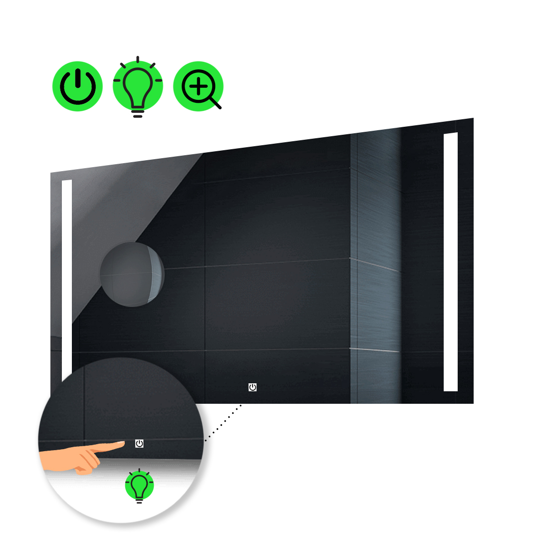 LED-зеркало 80x60см, с сенсором и увеличительной линзой без подсветки, модель Adelita.
LED-зеркало 80x60см, с сенсором и увеличительной линзой без подсветки, модель Adelita.