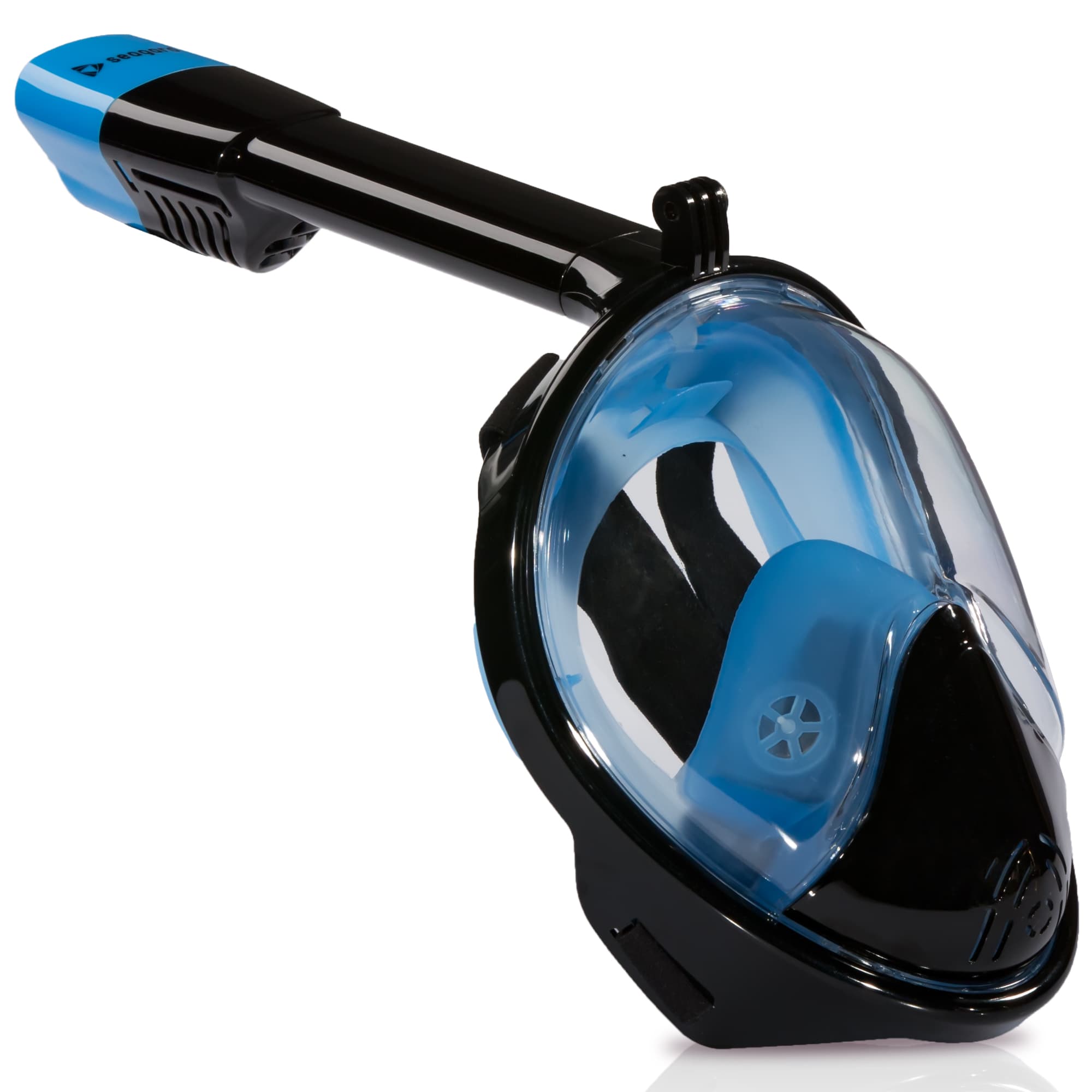 Маска для плавания Seagard Easybreath-II S/M с 4 клапанами и креплением для камеры панорамная сферическая линза с обзорностью 180° Черная с синим
Маска для плавания Seagard Easybreath-II S/M с 4 клапанами и креплением для камеры панорамная сферическая линза с обзорностью 180° Черная с синим