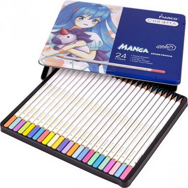 Набор цветных карандашей Marco Chroma Manga 24 цвета в металлическом пенале (8550-24TN)
Набор цветных карандашей Marco Chroma Manga 24 цвета в металлическом пенале (8550-24TN)