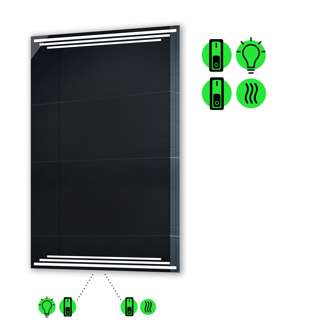 LED-зеркало 100x140см, с подогревом и двумя механическими включателями, модель Francisca
LED-зеркало 100x140см, с подогревом и двумя механическими включателями, модель Francisca