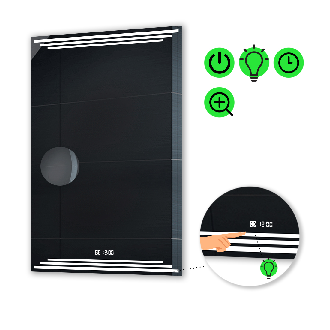 LED-зеркало 80x100см, с сенсором, часами и линзой без подсветки, модель Francisca
LED-зеркало 80x100см, с сенсором, часами и линзой без подсветки, модель Francisca