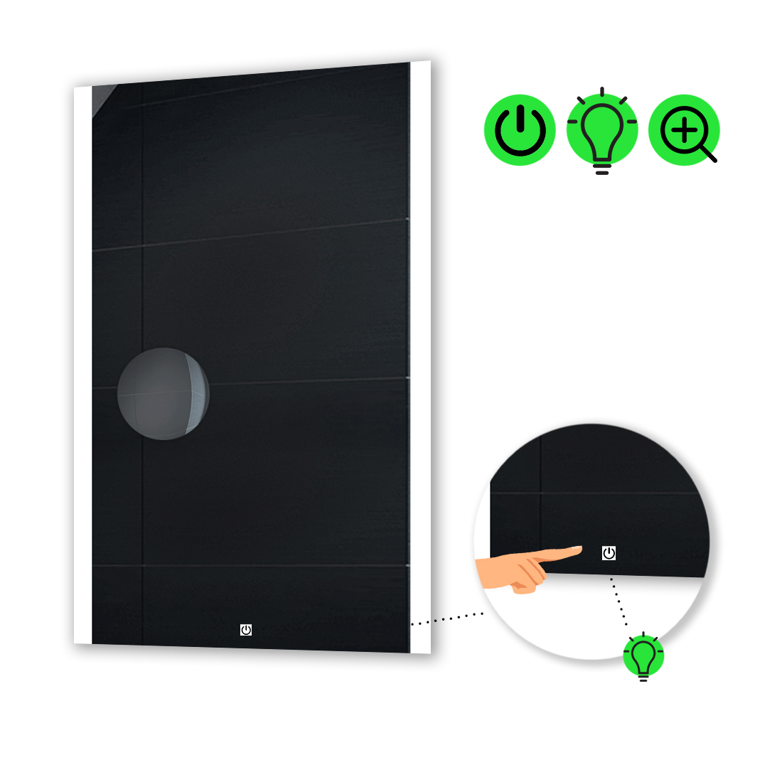 LED-зеркало 60x80см, с сенсором и увеличительной линзой без подсветки, модель Ines.
LED-зеркало 60x80см, с сенсором и увеличительной линзой без подсветки, модель Ines.