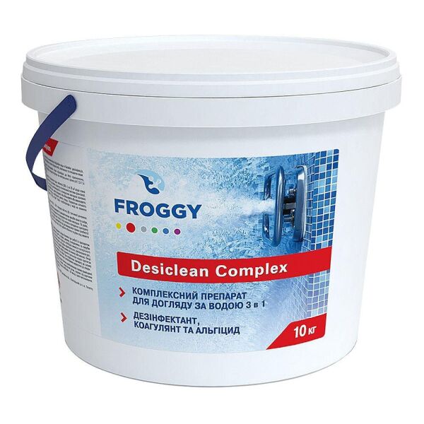 Комплексное средство 3 в 1 (хлор, альгицид, флокулянт) FROGGY Desiclean Complex 3 в 1 в таблетках по 200 г 10 кг (Т0500-08)
Комплексное средство 3 в 1 (хлор, альгицид, флокулянт) FROGGY Desiclean Complex 3 в 1 в таблетках по 200 г 10 кг (Т0500-08)