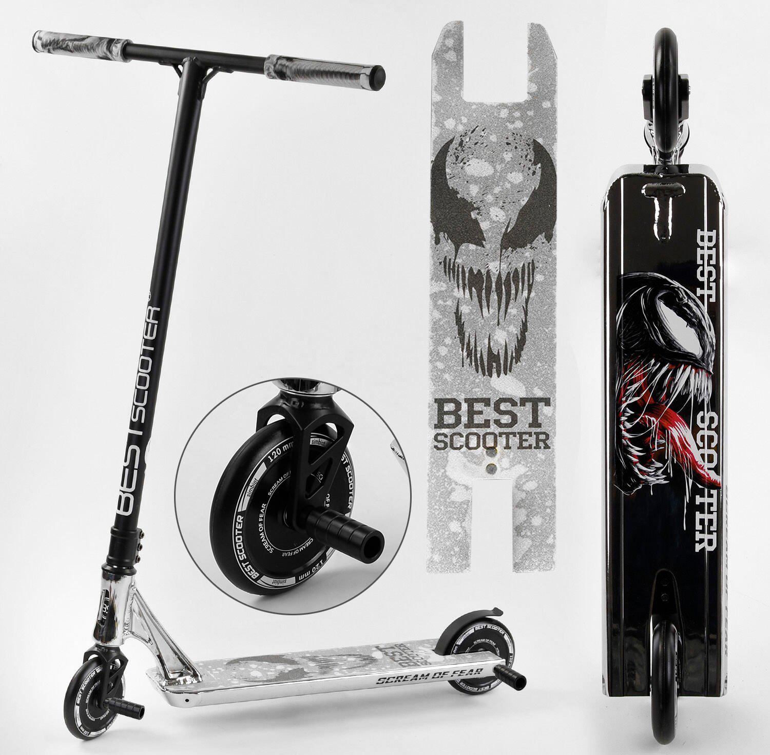 Самокат трюковый 65030 Best Scooter SIMBIOTE Веном HIC-система, пеги, алюминиевый диск и дека, колёса 120мм PU Черно-белый
Самокат трюковый 65030 Best Scooter SIMBIOTE Веном HIC-система, пеги, алюминиевый диск и дека, колёса 120мм PU Черно-белый