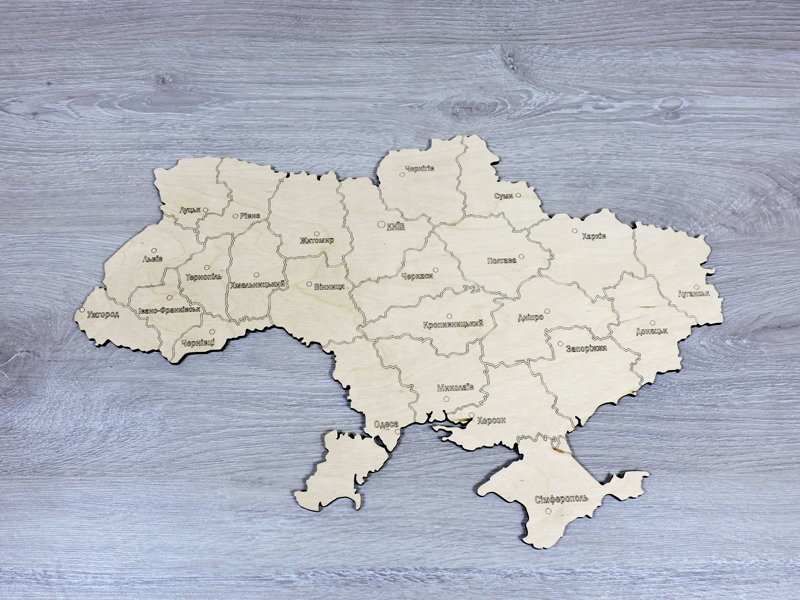 Деревянная карта Украины Lucky Wood с гравировкой областных центров и границ ширина 1 м, контурная гравировка (2255)
Деревянная карта Украины Lucky Wood с гравировкой областных центров и границ ширина 1 м, контурная гравировка (2255)